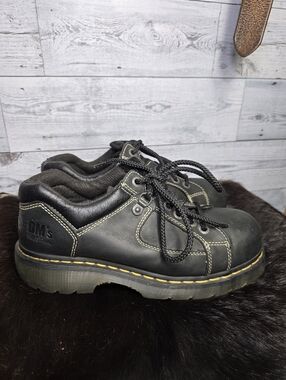 Vtg Y2K Dr. Martens Industrial Black Leather Derby Chunky Platform Shoes Combat